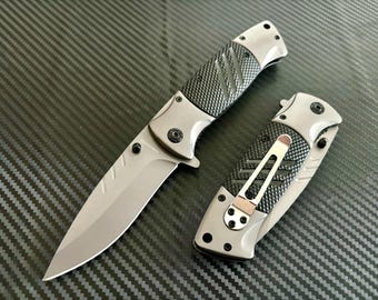 9” Classic Black G10 Handle Tactical Spring Assisted Folding Pocket Knife Cute Knife. Hunting, Camping, Cute Knife. Cool Knife.