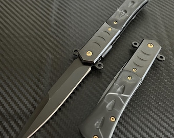 9” Classic Black Tactical Spring Assisted Folding Pocket Knife Cute Knife. Hunting, Camping, Cute Knife. Cool Knife.