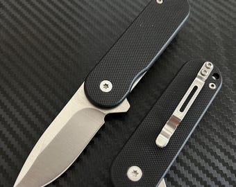 6” Black Mini Cute Knife Ball Bearing Open Blade Folding Pocket Knife. Hunting, Camping, Cute Knife. Cool Knife.