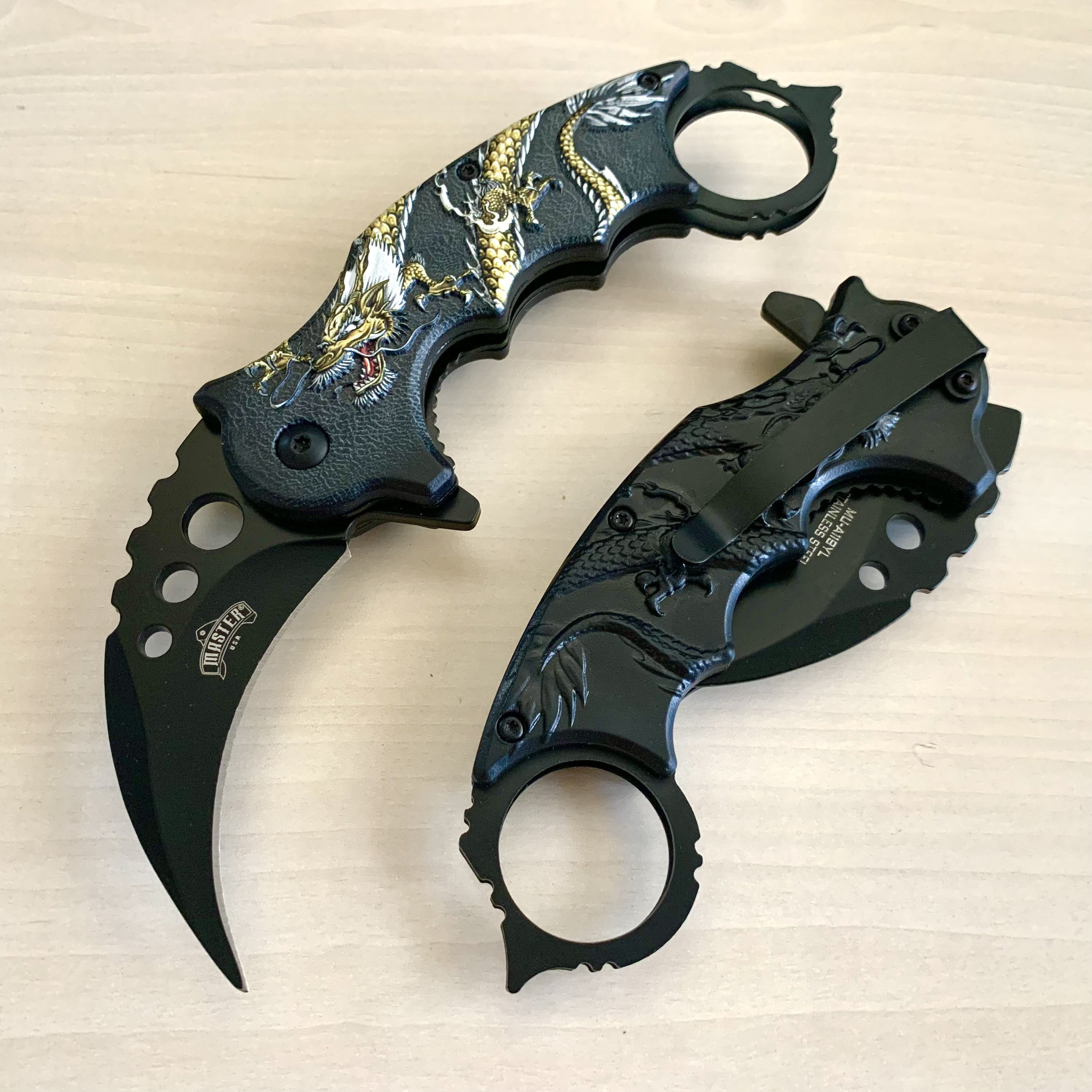 7 Dragon Karambit Knife Spring Assisted Open Blade Folding Etsy