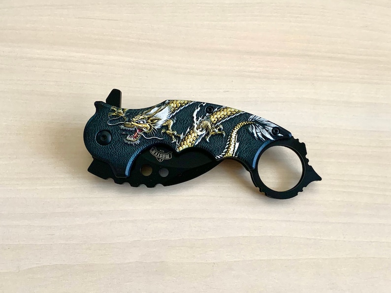 7 Dragon Karambit Knife Spring Assisted Open Blade Folding - Etsy