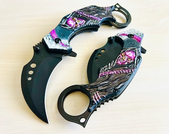 7” Skull Grim Reaper Tactical Claw Karambit Assisted Open Folding Pocket Knife. Cool Knife, Cute Knife, Pocket Knives, Pretty Knife, Knive