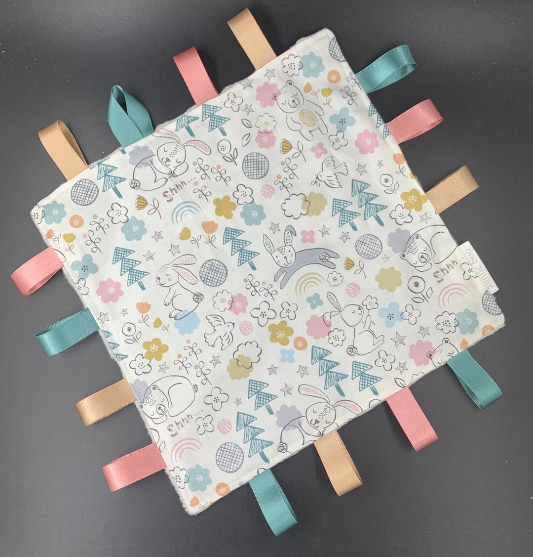 Sleeping Bunnies Baby Taggy Blanket Sensory Comforter Etsy UK