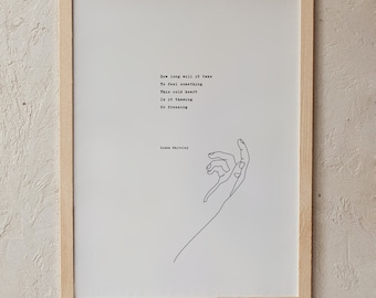 Tauendes Original Gedicht von Liana Shiveley Love Zitate Herzbruch Gedicht Minimalistisch Linie Zeichnung Schwarz Weiß Boho Galerie Wand Hand Vintage