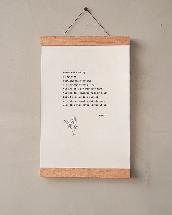 Minimalist Print Poetry Wall Art Writer Poem Black and - Etsy