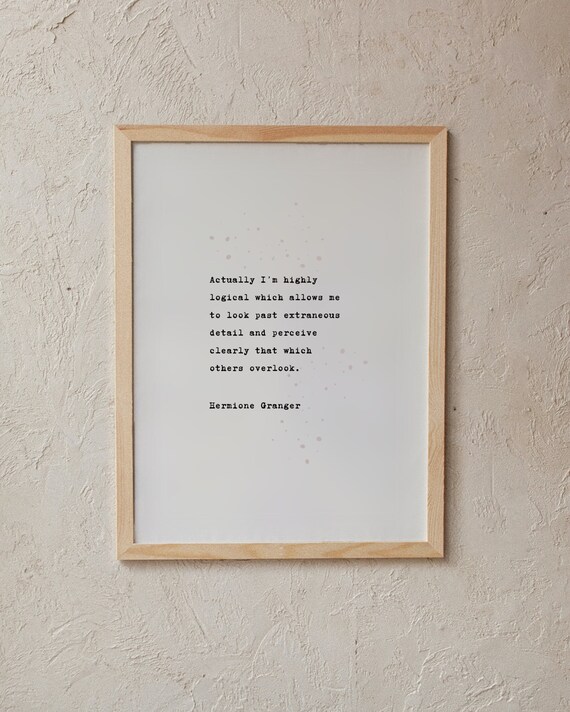 Hermione Granger Citation En Fait Je Suis Tres Logique Etsy France