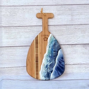 Bamboo Outrigger Paddle Resin Ocean Wave Charcuterie Board
