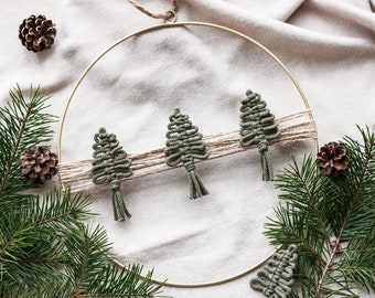 Macrame Christmas ring Christmas trees Christmas decoration Christmas gift ring cotton yarn gift for women window decoration for hanging