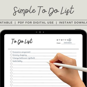 Simple To Do List | Instant Download | Printable and Digital Use | A4/Letter Size | GoodNotes Compatible