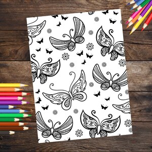 Butterfly coloring page, printable downloadable coloring page pdf, coloring page for all ages