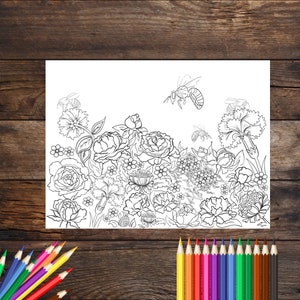 Nature coloring book page, printable coloring book sheet, adult coloring book page, kids coloring sheet, printable coloring page