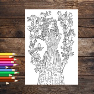 Prinzessin Ausmalseite, Märchen Malbogen, ausmalbares Malbuch zum Ausdrucken für alle Altersstufen