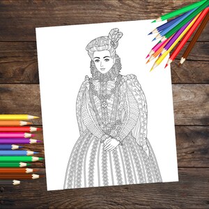 Ausmalseite Prinzessin, ausmalbare Ausmalseite zum Ausdrucken, Ausmalbuch für Erwachsene, Ausmalbuch für Kinder