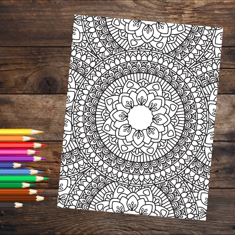 Mandela Coloring Page, Printable Adult Coloring Book Page, Geometric ...