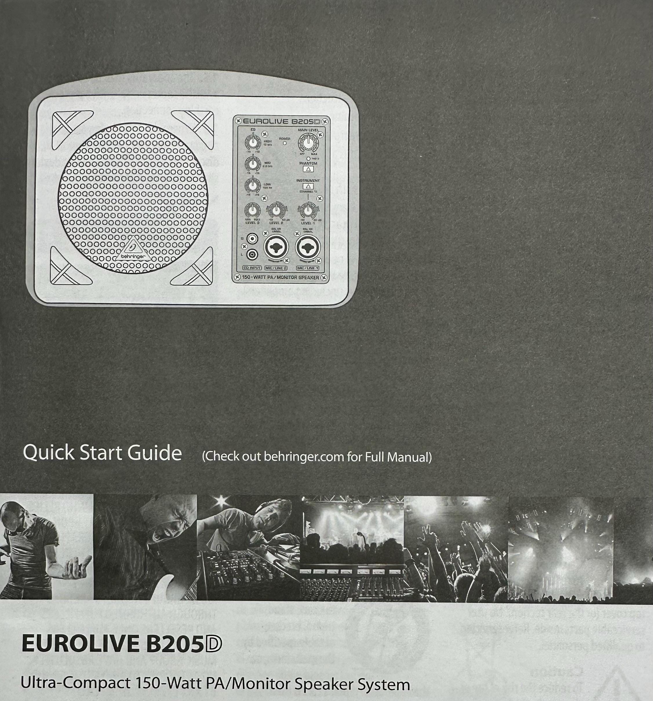 PDF of the Behringer Eurolive B205D Instructions Owners Manual