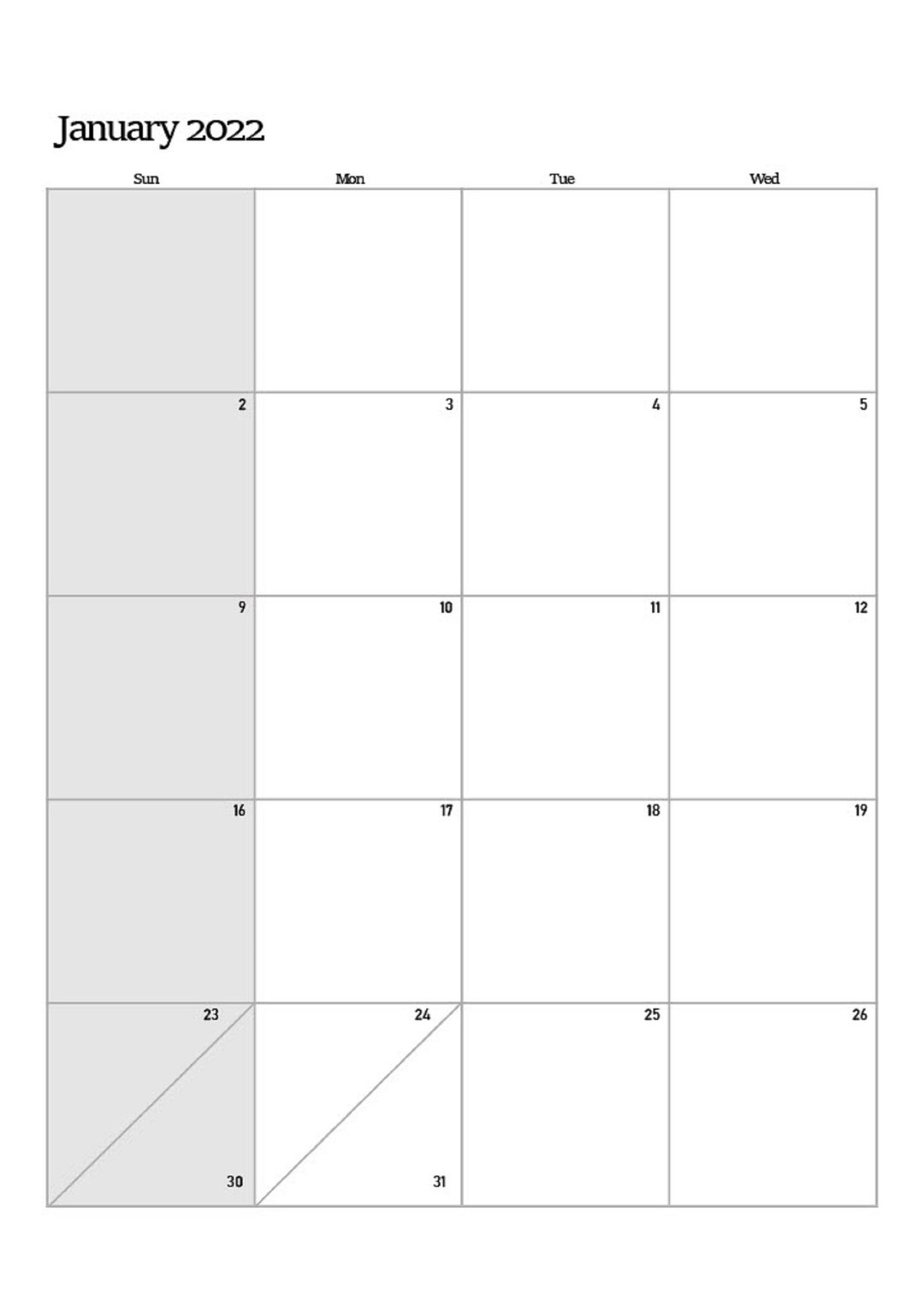 2022 printable large box monthly calendar and weekly planner etsy