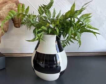 Vintage Vase Bitossi Ceramic Vase Black & White Vase Mid Century Modern Art Pottery Vintage Home Decor Italy 1980s