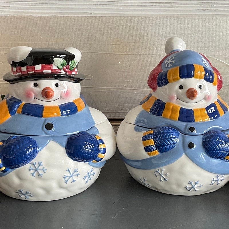 Vintage Snowman Cookie Jarnull