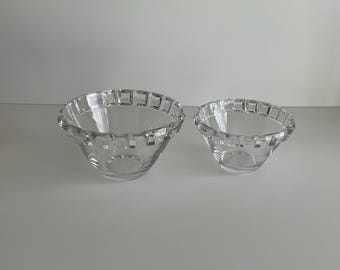 Vintage Bowls Nachtmann Raised Squares Contemporary Vessel Lead Crystal Collectible Glassware Made in Germany