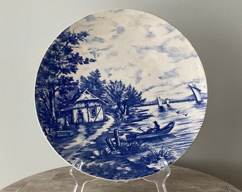 Vintage Wall Plate Blue and White Porcelain Plate Victorian Era Antique Plate Villeroy and Boch Germany 1950s