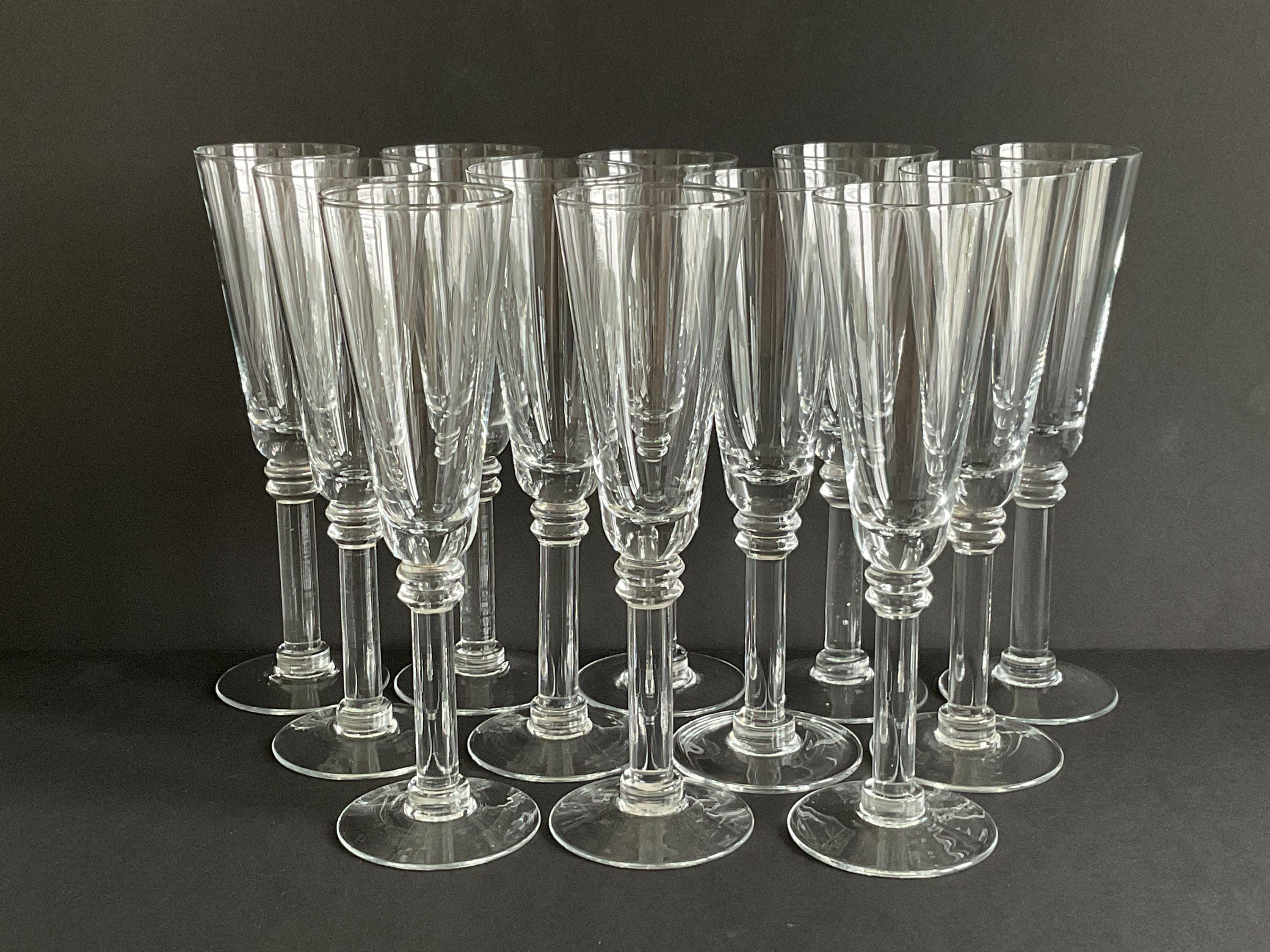 Vintage Champagne Flutes Set of 12 Tall Glasses for Wedding Anniversary Party or Holiday Celebration Timeless Clear Design