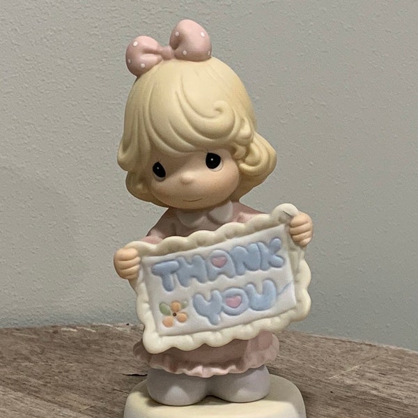 Porcelain Figurine Ornament Precious Moments Collectable Enesco Girl Ornament Thank You Sew Much Sam Butcher Keepsake Gift