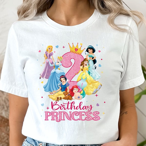 Second Birthday Princess Shirt, Disney Princess Birthday Shirt, Princess Birthday Shirt, Girls Birthday Shirt, Disney Birthday Shirt