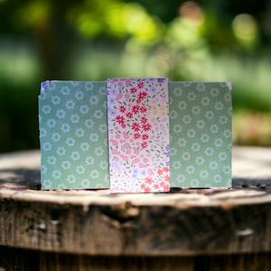 Porta-cartões de presente de origami verde multi floral OOAK