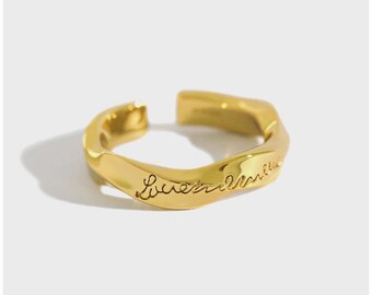 Gold Mobius Twist Ring, Sterling Silver Open Ring, Dainty Adjustable ...