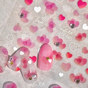 Heart Nail Stickers, Aesthetic Heart Nail Decal, Heart Nail Sticker With Charms, Heart Nail Art, DIY Nails