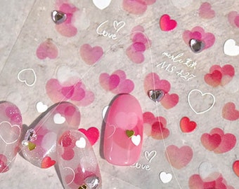 Heart Nail Stickers, Aesthetic Heart Nail Decal, Heart Nail Sticker With Charms, Heart Nail Art, DIY Nails