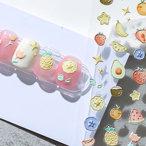 Cute Fruit Nail Stickers, Kawaii Nails Decals, Summer Nail Decals, Fruit Nail Decals, 3D Nails, 5D Nails, DIY Nails