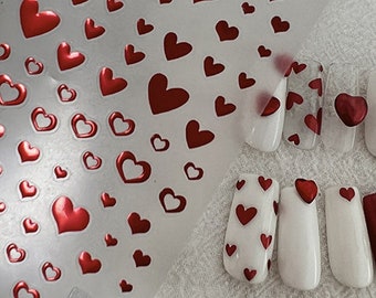 Red Heart Nail Stickers, Red Heart Nail Stickers, Self-adhesive Nail Stickers, Nail Decal Art, DIY Nails