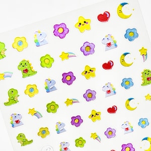 Adesivos fofos de dinossauro para unhas, decalques de dinossauro para unhas, adesivos fofos para unhas, dinossauro e estrela, arte de decalque para unhas