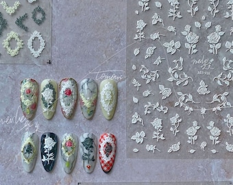 Rose Nail Stickers, Flower Nail Decals, Rose Nail Art, Nail Decal Art, Embossed Nail Stickers, DIY Nails, Nail Designs