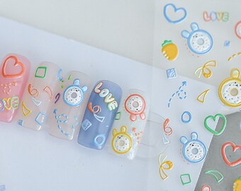 Kawaii Nail Stickers, Kawaii Nail Decals, Nail Decal Art, DIY Nails, 3D Nails, 5D Nails