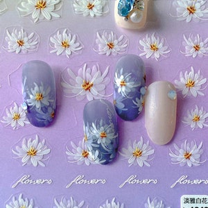Flower Naiil Stickers, Flower Nail Decals, 3D Nail Stickers, Nail Art, DIY Nails