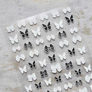 Butterfly Nail Stickers, Bowknot Nail Decals,  Cute Nail Stickers, Kawaii Nail Stickers, 5D Embossed, DIY Nail Stickers