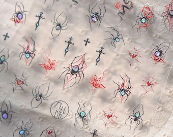 Spider Nail Stickers, Halloween Nail Sticker, Halloween Nail Art, Scary Stickers, Spider And Snake Nail Decals