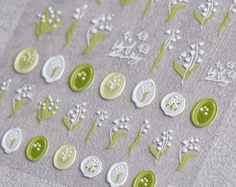 Lily of the Valley Nail Stickers, Flower Nail Stickers, Flower Nail Decals, Spring Nail Stickers, Flower Nail Art, 5D Embossed, DIY Nails