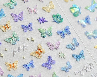 Butterfly Nail Decals, Butterfly Nail Stickers,  Buttefly Nail Art, Kawaii Nail Decals, Self-Adhesive Nail Stickers, DIY Nails