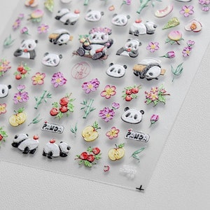 Panda Nail Stickers, Panda Nail Decals, Cartoon Nail Stickers, Kawaii Nail Sticker, Nail Decal Art, DIY Nails