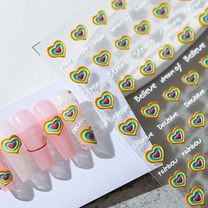 Heart Nail Stickers,, Heart Nail Decals, Nail Decal Art, 5D Nails, DIY Nails