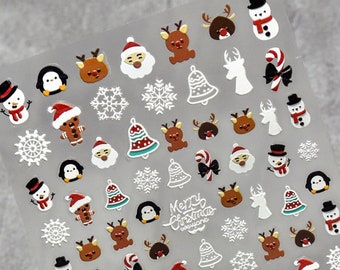 Christmas Nail Stickers, Christmas Nail Decals, Winter Nail Decal Art, Snowflake Nails, DIY Nails, Santa Nail Decal, 5D Embossed