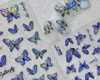 Embossed Butterfly Nail Stickers, Butterfly Nail Decal, 3D Nail Stickers, Nail Decal Art, Nail Art, DIY Nails, 1 Sheet