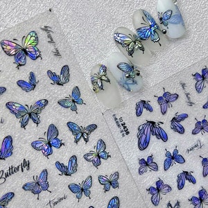 Embossed Butterfly Nail Stickers, Butterfly Nail Decal, 3D Nail Stickers, Nail Decal Art, Nail Art, DIY Nails, 1 Sheet