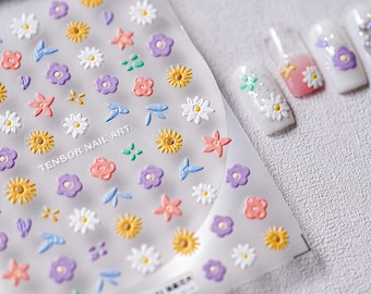 Lentebloem nagelstickers, bloem nagelstickers, schattige bloemnagels, doe-het-zelfnagels, nageltattoo, lente nagelstickers