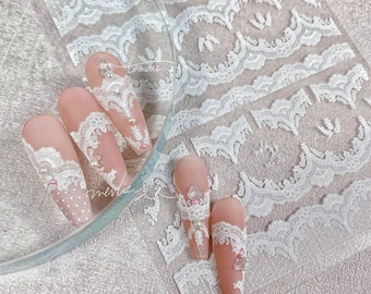 Lace Pattern Nail Stickers, Bridal Nail Decal, Wedding Nail Decals, Nail Art Stickers, Lace Nail Designs, 3D Nail Stickers, DIY Nails