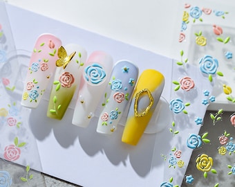 Blumen Nagel Aufkleber, Blumen Nagel Aufkleber, Sommer Nägel, Nagel Aufkleber Kunst, Süße Nagelaufkleber, 3D Nägel, 5D Nägel, DIY Nägel