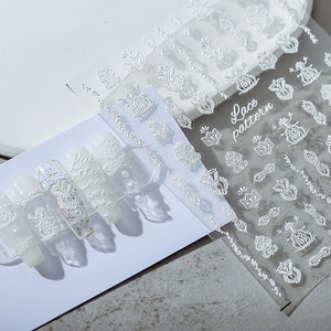 Lace Nail Stickers, Lace Pattern Nail Decals, Nail Designer Sticker, Nail Decal Art, 5D Nails, DIY Nails, Nail Decals